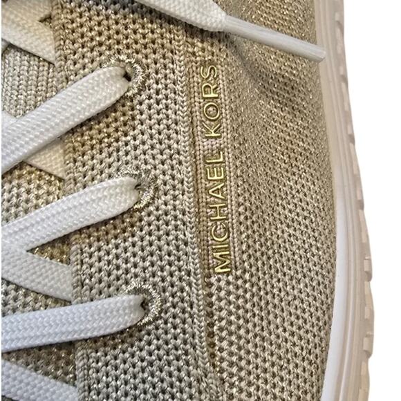 Micheal Kors Grove Metallic Knit Sneaker Pale Gold New‎ Women's Size 10 - Picture 11 of 14